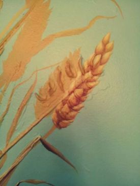 Wheat mural I painted in acrylic to cover old plastered lilacs